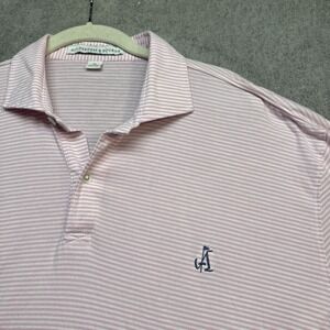 Holderness & Bourne Pink Striped Performance Polo Shirt Men's XL Preppy Golf‎